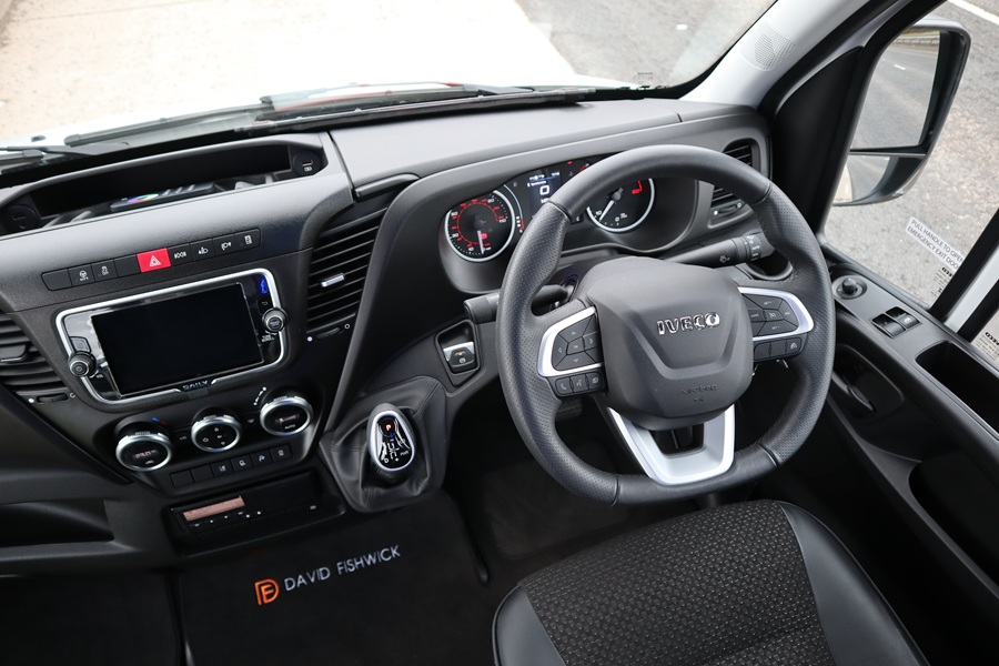 Iveco Daily cab area with steering wheel