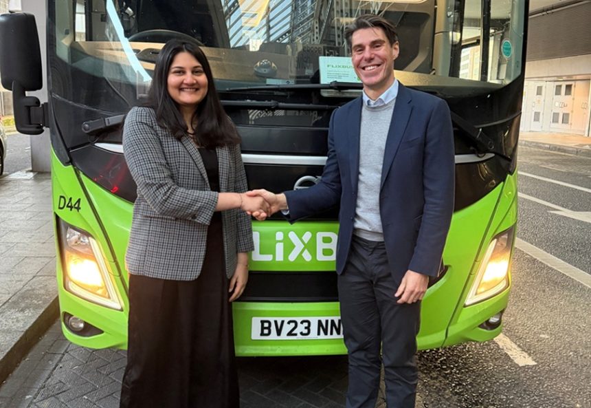 FlixBus UK incoming Managing Director Shamil Maindiratta and former MD Andreas Schorling
