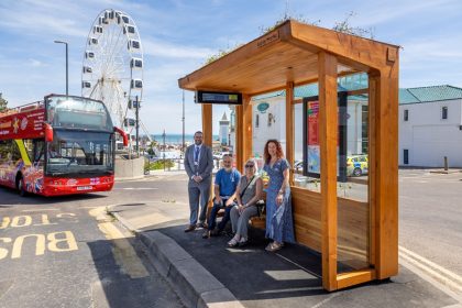 First UK examples of timber-built Bauer Milestone bus shelter debut