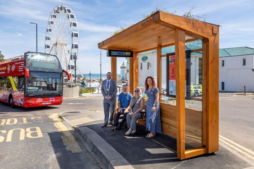 First UK examples of timber-built Bauer Milestone bus shelter debut